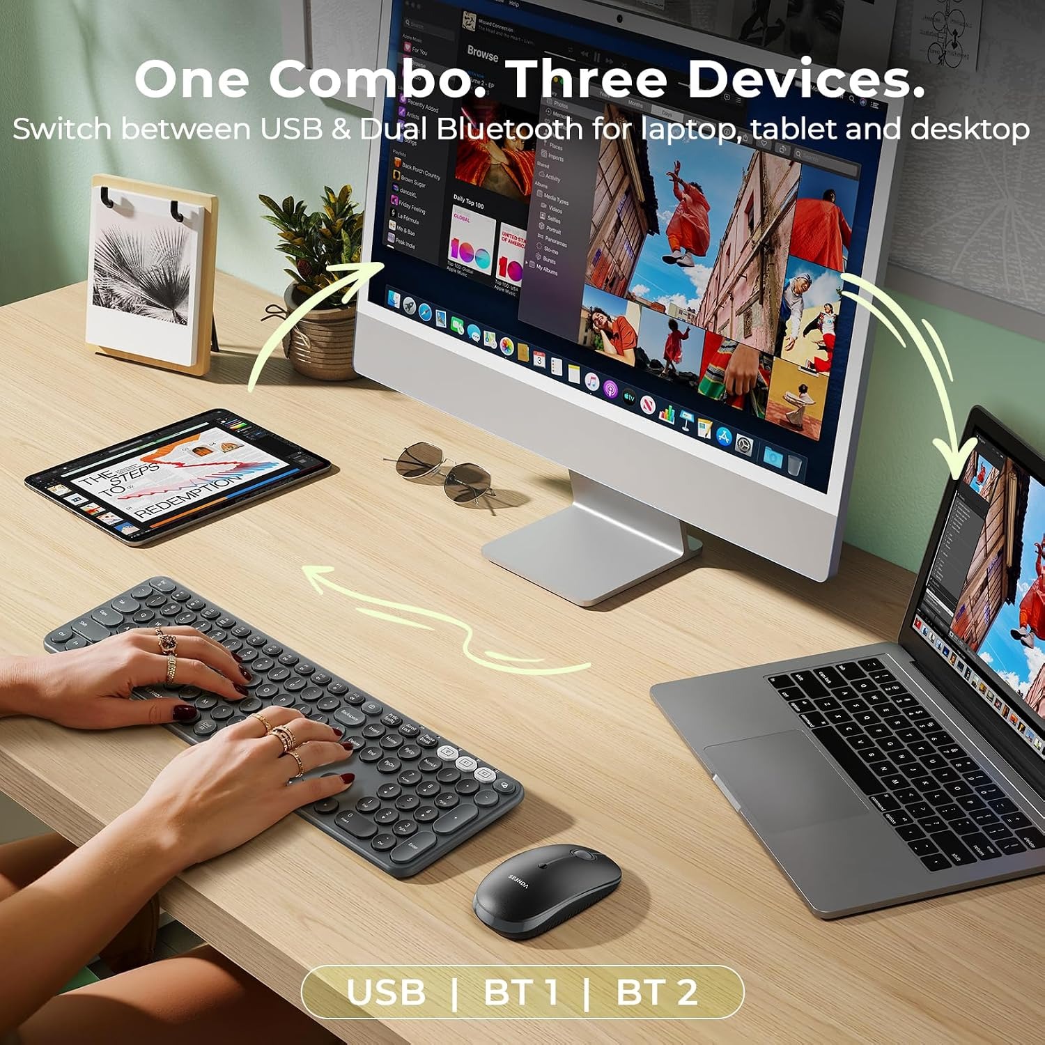 Retro Round Keycap Wireless Keyboard and Mouse Set — image 2