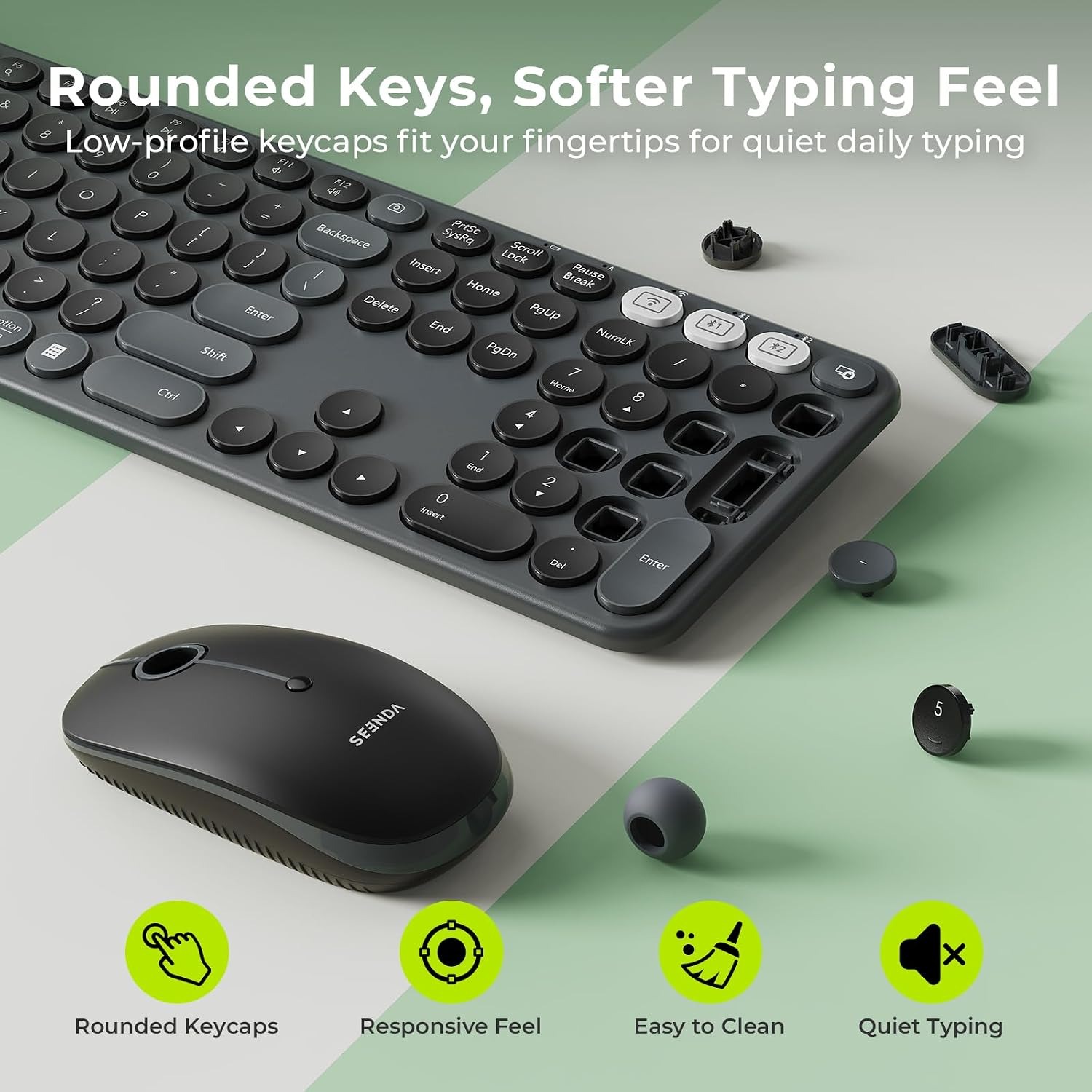 Retro Round Keycap Wireless Keyboard and Mouse Set — image 3