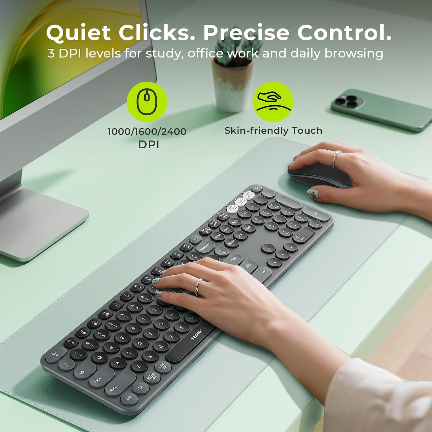 Retro Round Keycap Wireless Keyboard and Mouse Set — image 4