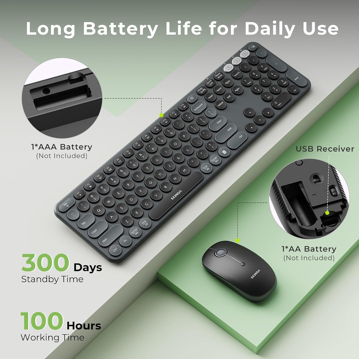 Retro Round Keycap Wireless Keyboard and Mouse Set — image 5