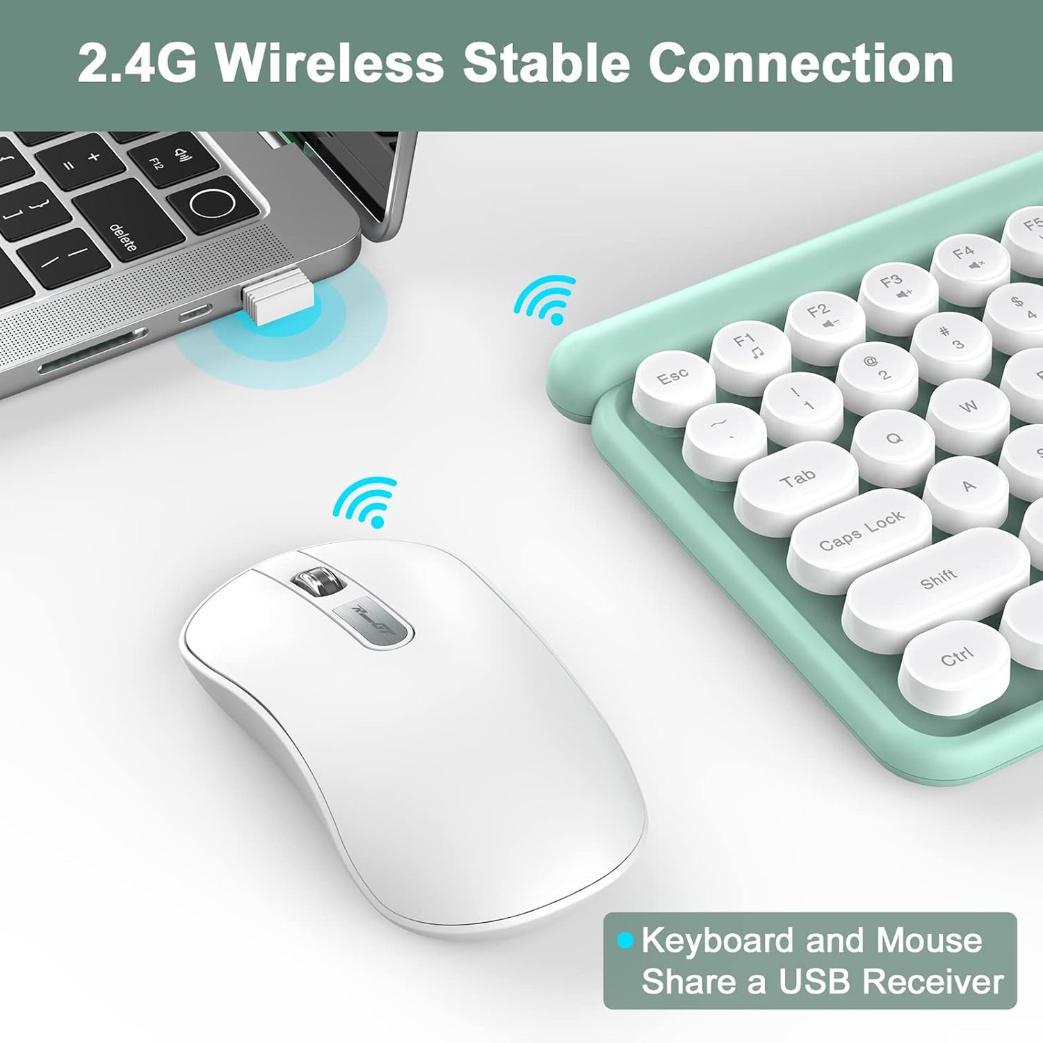 Typewriter Style Wireless Keyboard and Mouse Set — image 2
