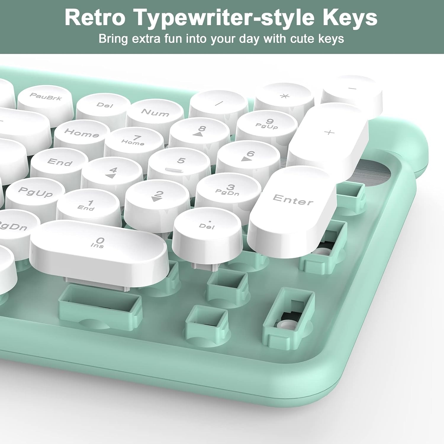 Typewriter Style Wireless Keyboard and Mouse Set — image 3