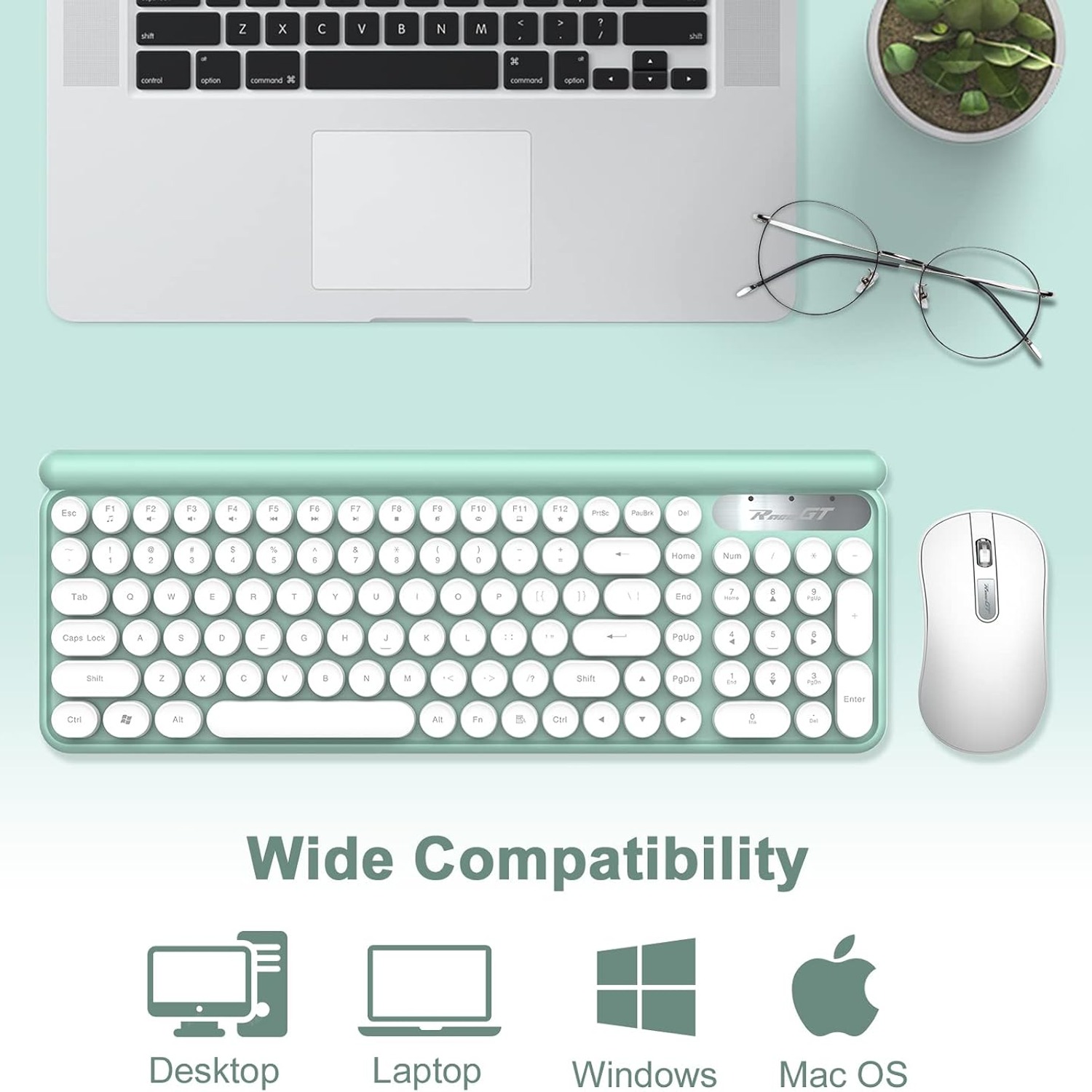 Typewriter Style Wireless Keyboard and Mouse Set — image 6