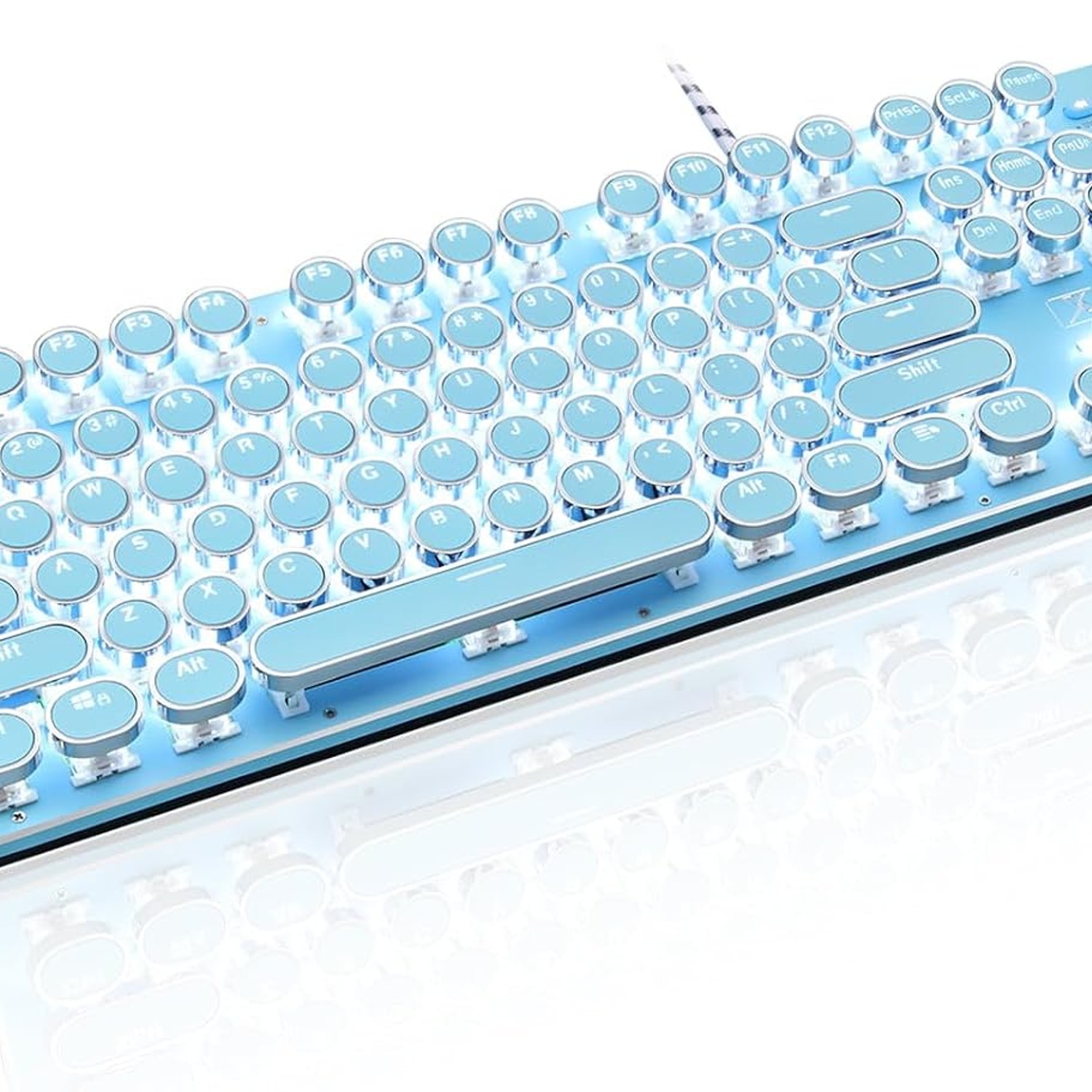 Typewriter Style Gaming Keyboard with White Backlight