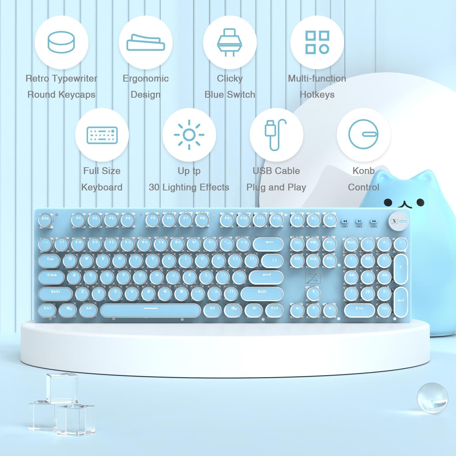Typewriter Style Gaming Keyboard with White Backlight — image 2