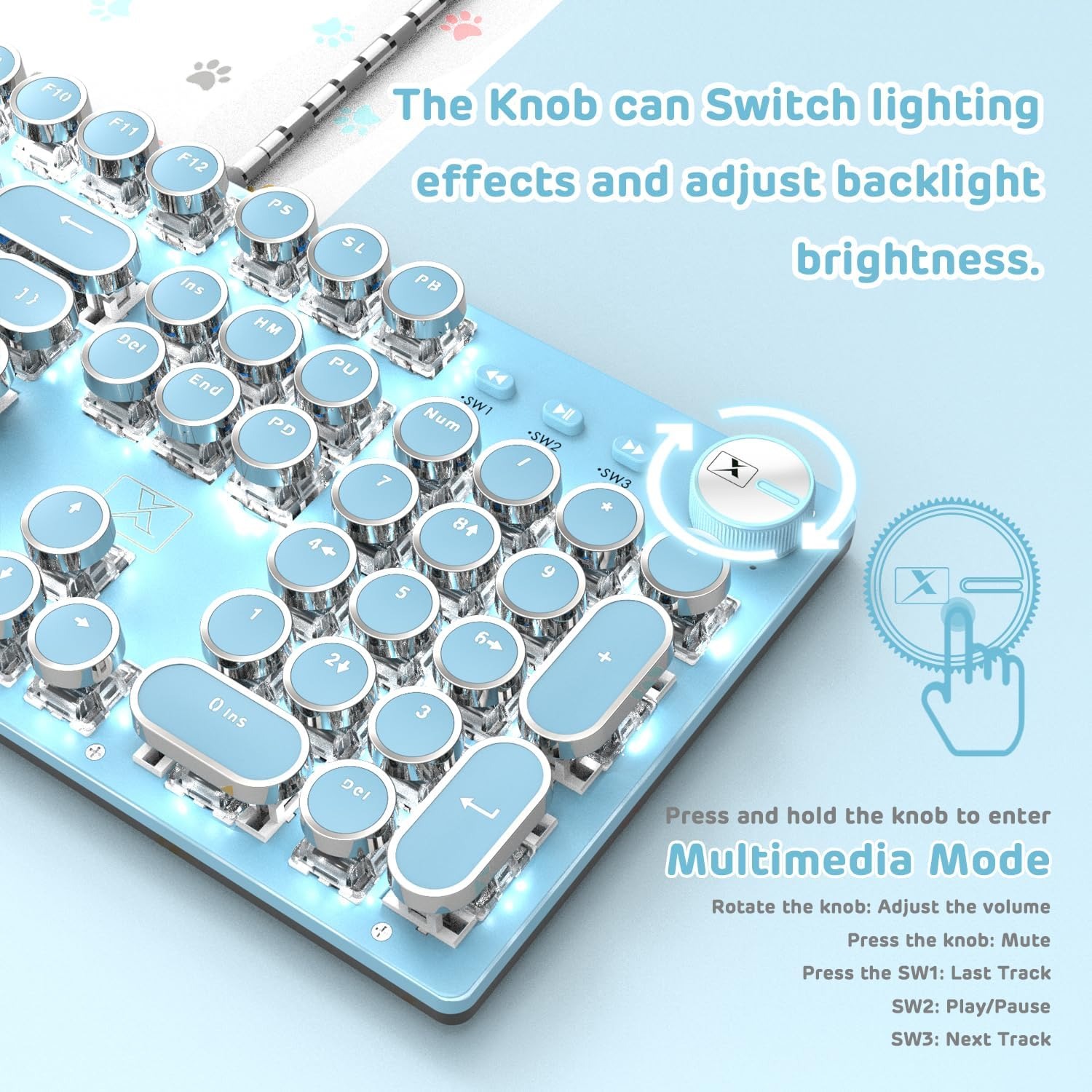 Typewriter Style Gaming Keyboard with White Backlight — image 5