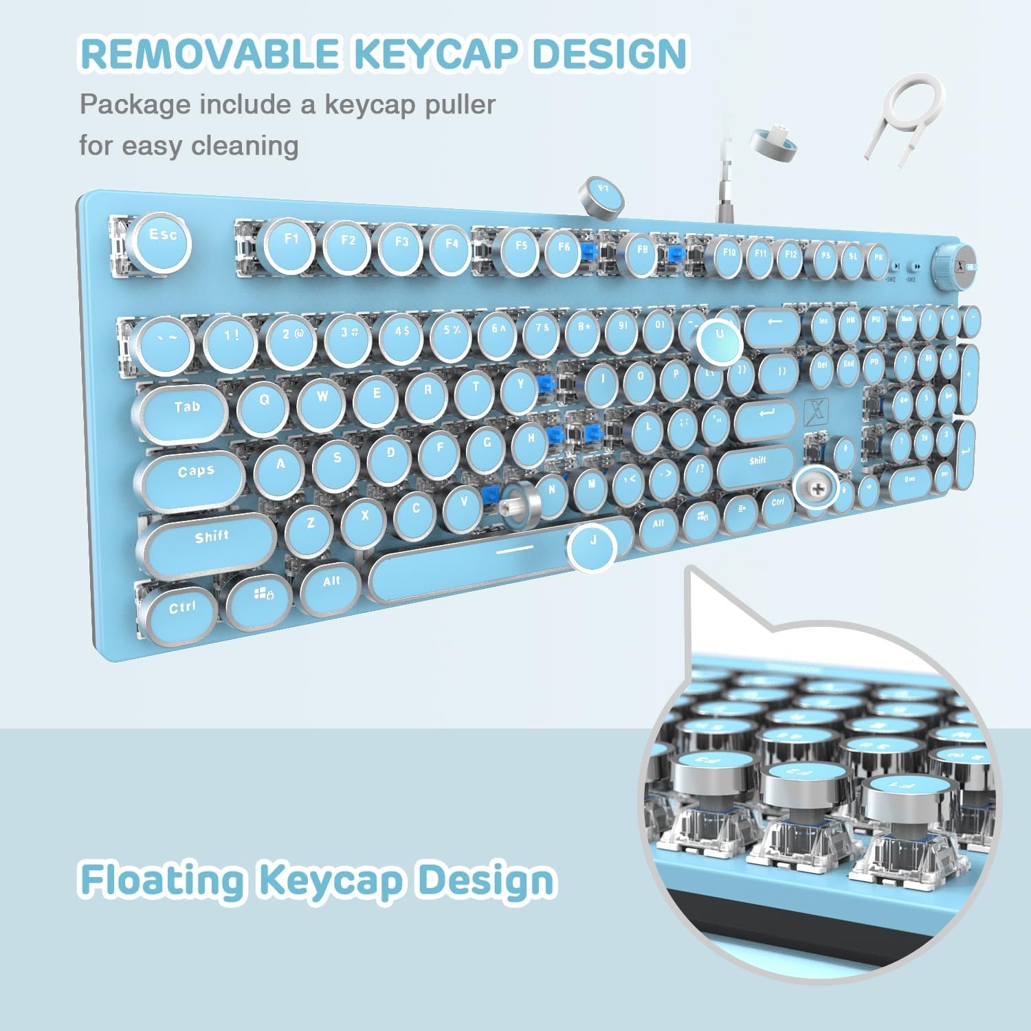 Typewriter Style Gaming Keyboard with White Backlight — image 6