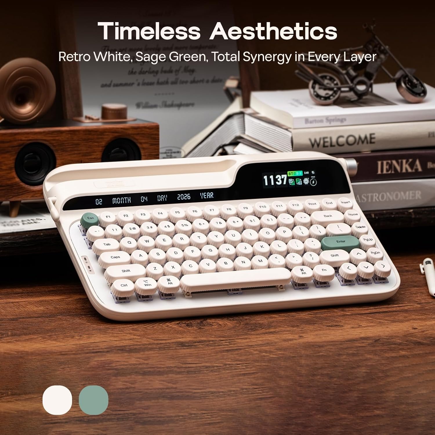 Wireless Typewriter-Style Mechanical Keyboard with Return Lever and Smart Screen — image 4